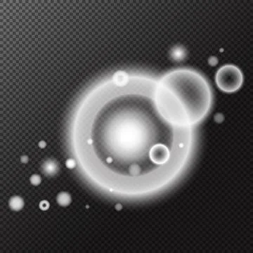 Light effect. Isolated white transparent light effect, flare, explosion, spar Stock Illustration