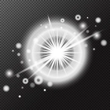 Light effect. Isolated white transparent light effect, flare, explosion, spar Stock Illustration