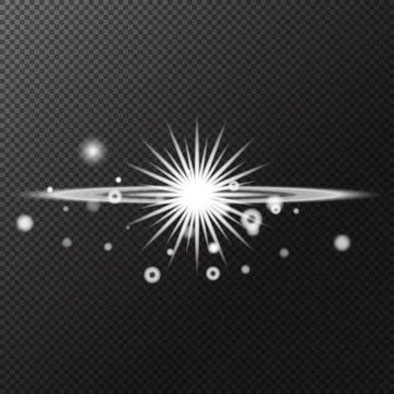 Light effect. Isolated white transparent light effect, flare, explosion, spar Stock Illustration