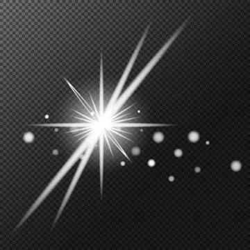 Light effect. Isolated white transparent light effect, flare, explosion, spar Stock Illustration