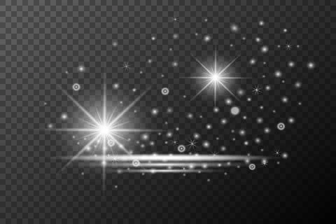 Light effect, Isolated white transparent flare explosion sparkle dust line so Stock Illustration