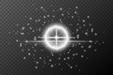 Light effect, Isolated white transparent flare explosion sparkle dust line so Stock Illustration