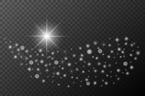 Light effect, Isolated white transparent flare explosion sparkle dust line so Stock Illustration