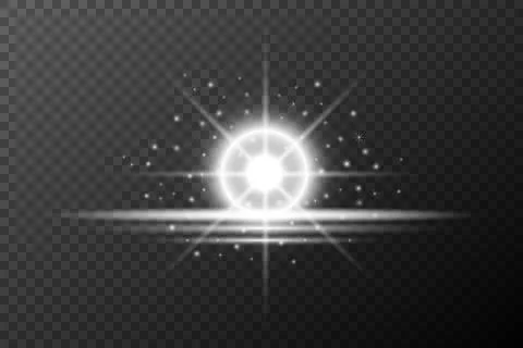 Light effect, Isolated white transparent flare explosion sparkle dust line so Stock Illustration