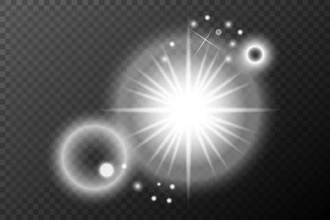 Light effect, Isolated white transparent flare explosion sparkle dust line so Stock Illustration