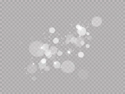 Light effect magic glow bokeh effect on white transparent background. Vector  Illustrazione stock