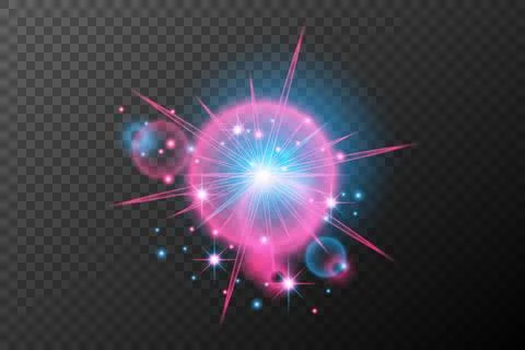 Light effect pink blue isolated flare explosion shiny dust line solar flare s Stock Illustration