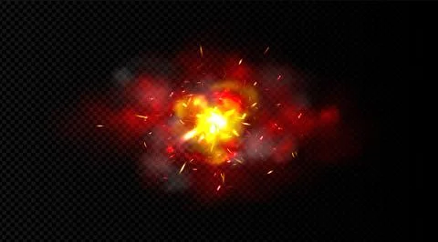Light effect with red smoke, bomb explosion 3d Stock Illustration