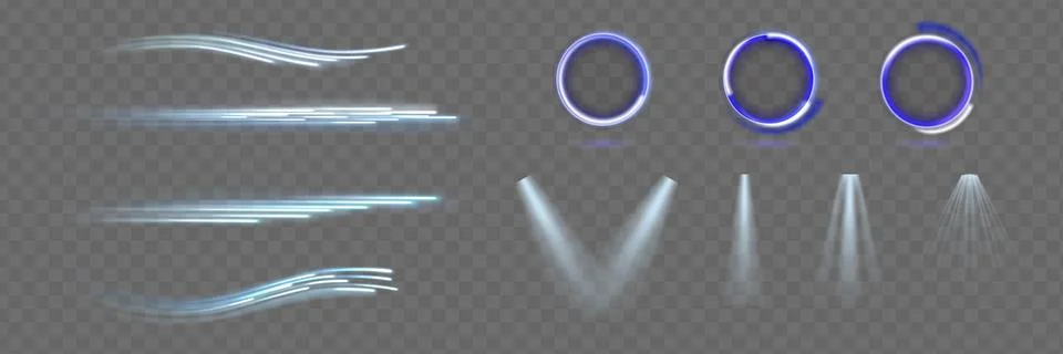 Light effect set. Glow isolated white transparent light effect set, lens flare Stock Illustration