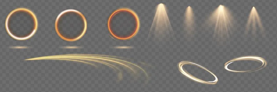 Light effect set. Glow isolated white transparent light effect set, lens fl.. Stock Illustration