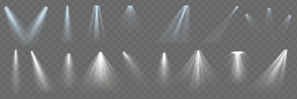 Light effect set. Glow isolated white transparent light effect set, lens flare Stock Illustration