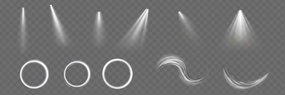 Light effect set. Glow isolated white transparent light effect set, lens fl.. Illustrazione stock