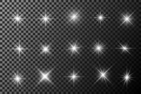 Light effect set. Glow isolated white transparent light effect set, lens fl.. Stock Illustration