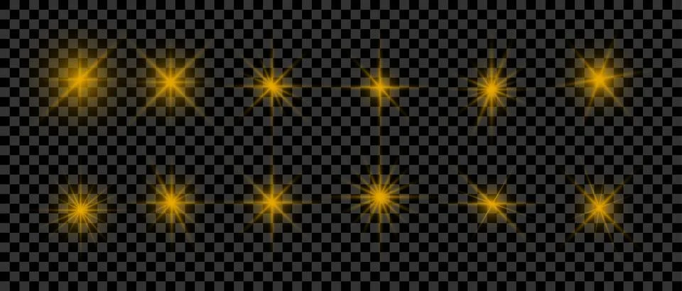 Light effect set. Glow isolated yellow transparent light effect set, lens f.. Stock Illustration