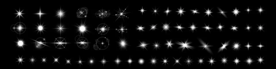 Light effect set. Glow isolated white transparent light effect set, lens fl.. Stock Illustration