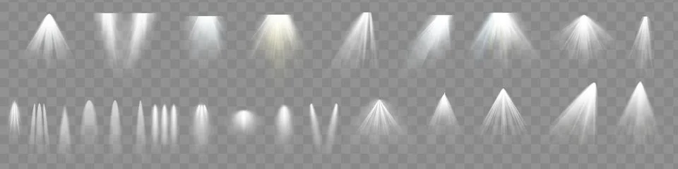 Light effect set. Glow isolated white transparent light effect set Stock Illustration