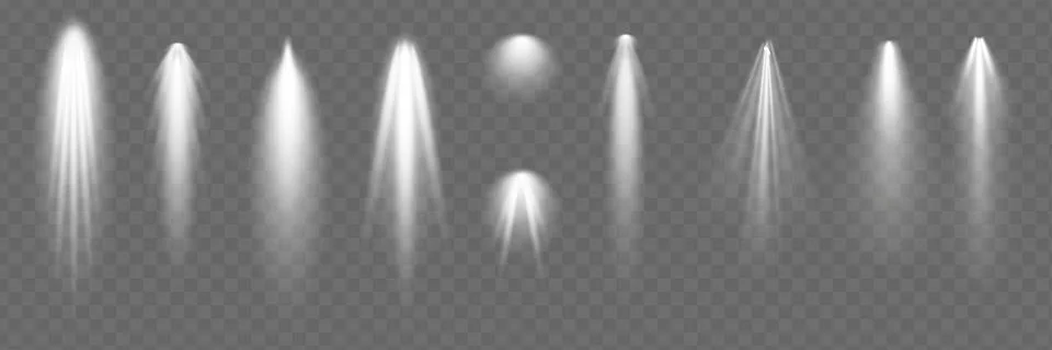 Light effect set. Glow isolated white transparent light effect set, lens flare Stock Illustration