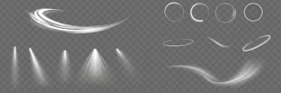 Light effect set. Glow isolated white transparent light effect set, lens flare Stock Illustration