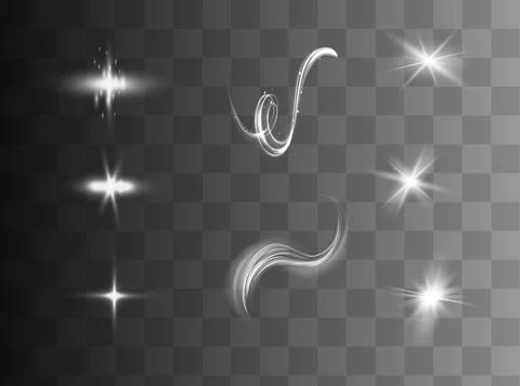 Light effect set. Glow isolated white transparent light effect set, lens flare Stock Illustration