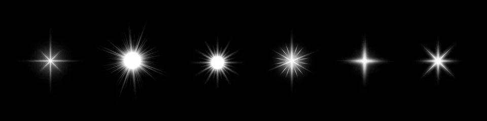 Light effect set. Glow isolated white transparent light effect set, lens flare Stock Illustration