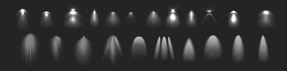 Light effect set. Glow isolated white transparent light effect set, lens flare Stock Illustration