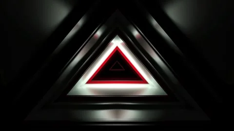 Light effect sinking into a gray and red triangular tunnel Vidéo 305534144