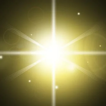 Light effect. Star burst. Gold glitter star or sun. Vector background Stock Illustration