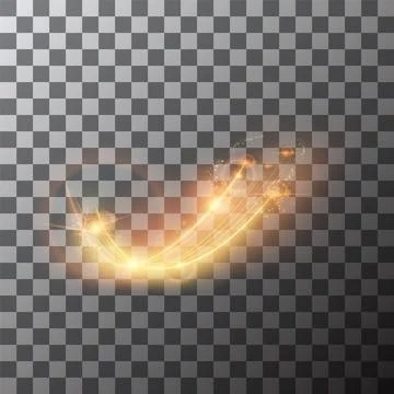 Light effect trails, golden glitter glow waves and sparkling flare tails. A.. Stock Illustration