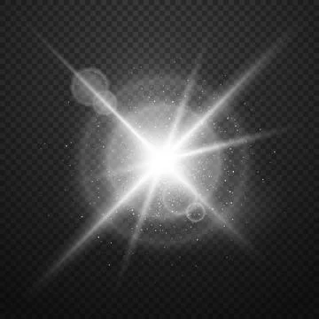 Light effect on a transparent background. Sparkling white glare on a transparent 스톡 일러스트