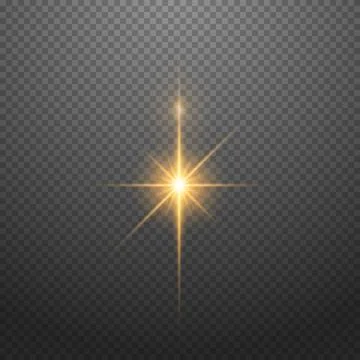 Light effect on a transparent background. A sparkling golden glare, a twinkling Stock Illustration