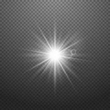 Light effect on a transparent background. A sparkling white glare, a twinkling Stock Illustration