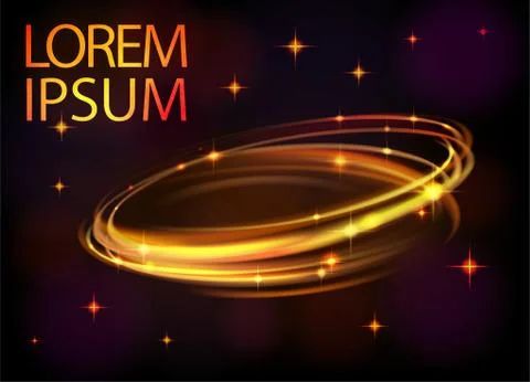 Light effect vector line gold circle. Glowing magic light fire flare ring trace Stock Illustration