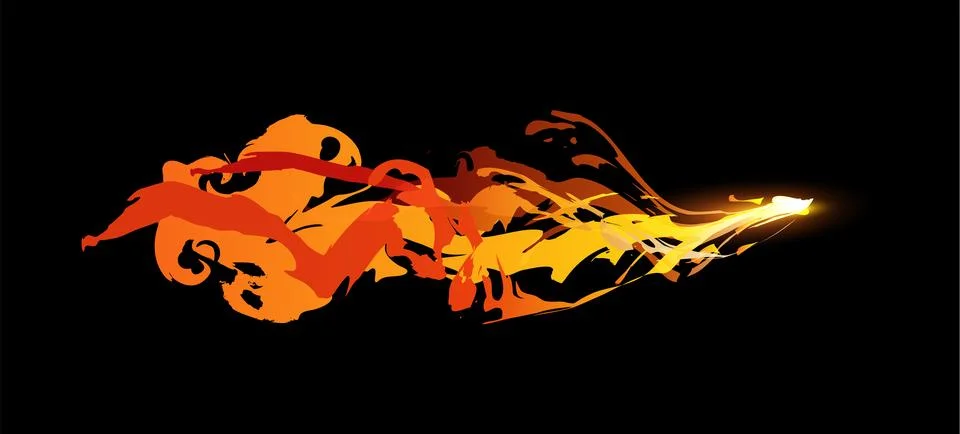 Light effect of weapon shot, energy blast, smoke, flame Stock Illustration