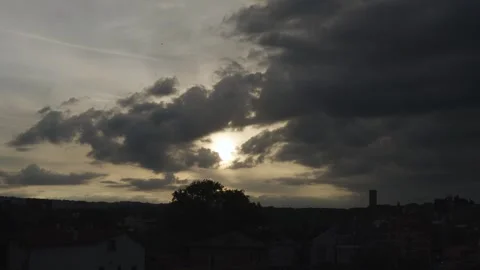Light effects in the clouds at sunset Stock Footage 285175063