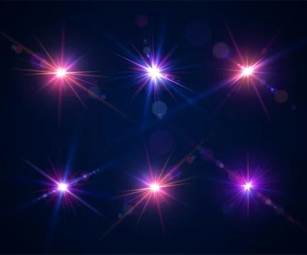 Light effects of glare flash. Set of lens flares Stock Illustration