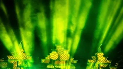 Light effects of the laser during presentation. Stock Footage