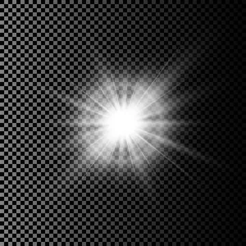 Light effects with transparency isolated on plaid vector background. White gl Illustrazione stock