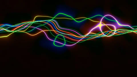 Light Electrical Arcs of Various Colors Flowing Over Video stock 143901046