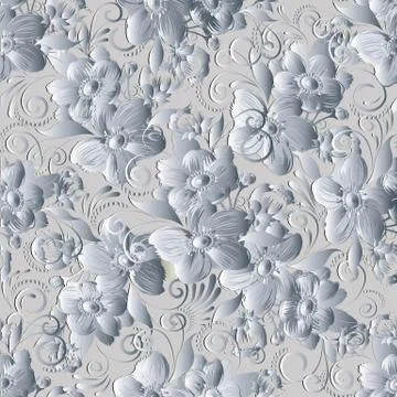 Light elegance floral seamless pattern. Vector flourish background. 3d wallpa イラスト素材