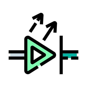 Light emitting diode circuit symbol producing illumination Stock Illustration