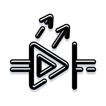 Light emitting diode icon emitting energy arrows Stock Illustration
