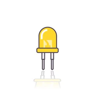 Light emitting diode icon with outline on white Illustrazione stock
