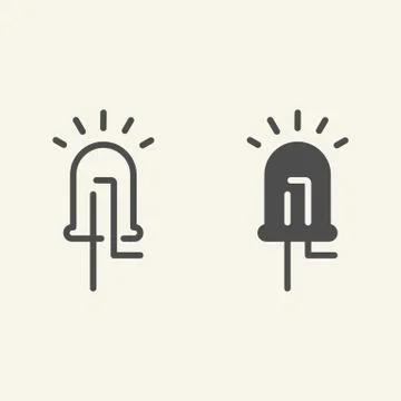 Light emitting diode line and glyph icon. Led vector illustration isolated on Stock Illustration