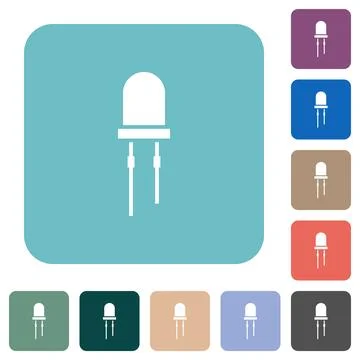 Light Emitting Diode rounded square flat icons Stock Illustration