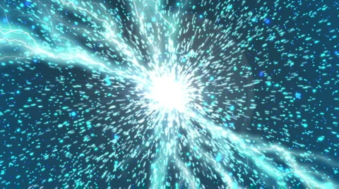 Light emitting streaks with particles Stock Footage 1090389