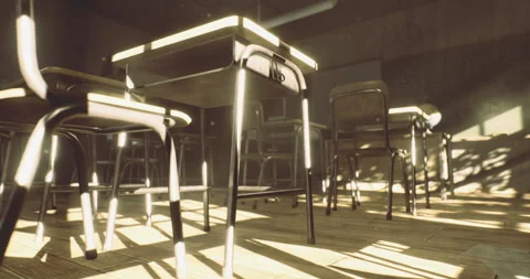 Light in an empty classroom sparks memories of learning and growth Stock Footage 314317590