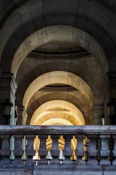 Light at the end of the tunnel Light at the end of the tunnel under monume... Stock-Fotos