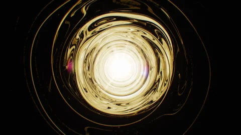 Light in the End of Tunnel. Moving Inside Golden Pipe Loop 3d Animation Stock-Footage 309011342