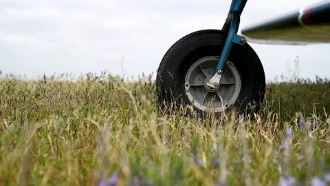 Light-engine aircraft of agricultural aviation is in the field Video stock 254909799