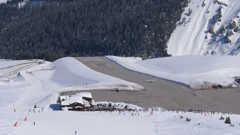 Light-Engine Aircraft Takes Off From The Mountain Airport Stock Footage 88861167
